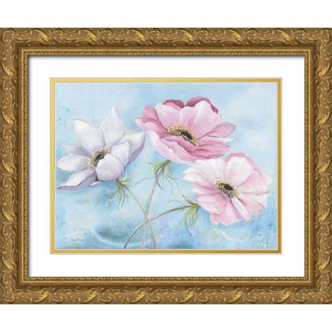 PASTEL FLOWERS II Gold Ornate Wood Framed Art Print with Double Matting by Withaar, Rian
