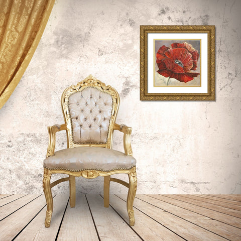 BOLD POPPY I Gold Ornate Wood Framed Art Print with Double Matting by Withaar, Rian