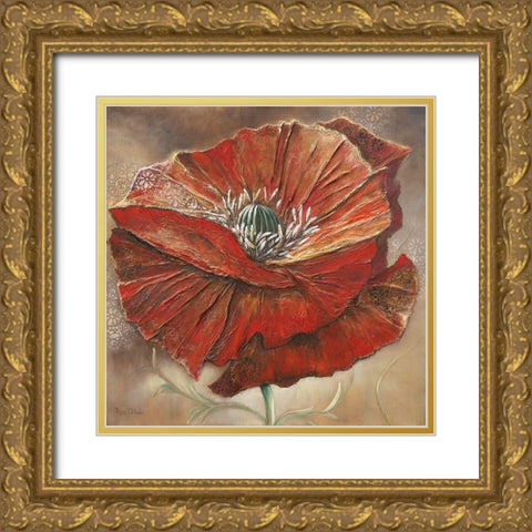 BOLD POPPY II Gold Ornate Wood Framed Art Print with Double Matting by Withaar, Rian