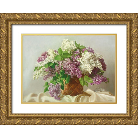 WHITE AND RED DELIGHT Gold Ornate Wood Framed Art Print with Double Matting by Buzin, Igor