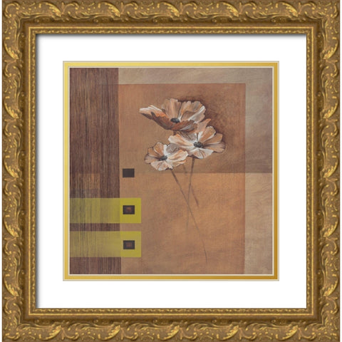 Elegant Flowers I Gold Ornate Wood Framed Art Print with Double Matting by Verbeek-Van Den Broek