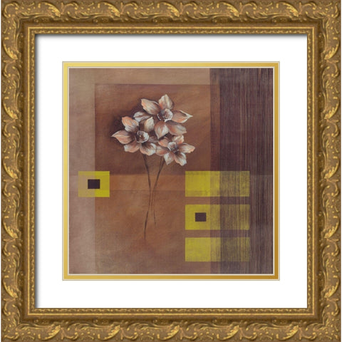 Elegant Flowers II Gold Ornate Wood Framed Art Print with Double Matting by Verbeek-Van Den Broek