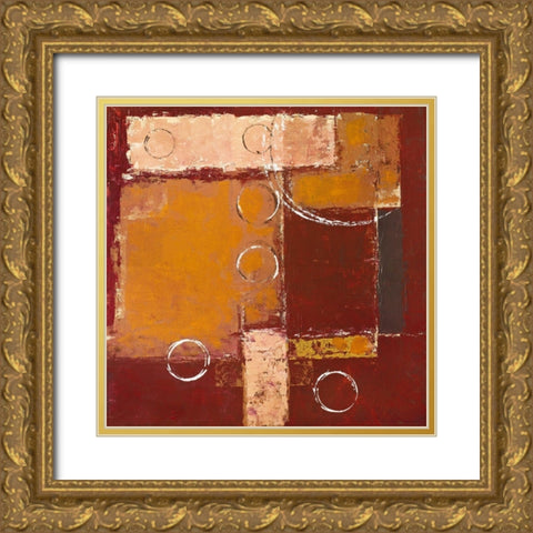 Circles on red-brown II Gold Ornate Wood Framed Art Print with Double Matting by Sedalia, David