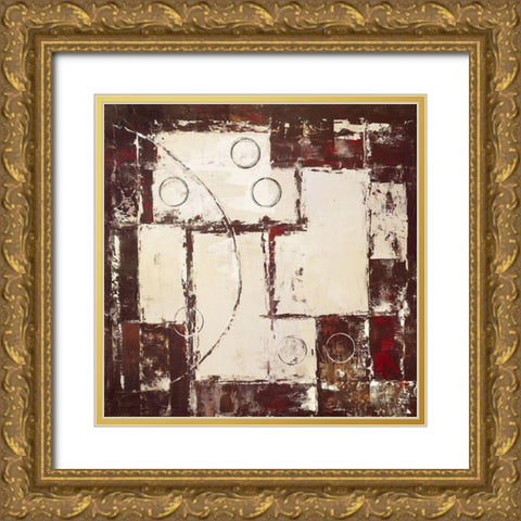Circles on brown-beige I Gold Ornate Wood Framed Art Print with Double Matting by Sedalia, David