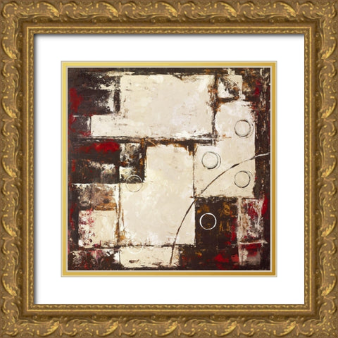 Circles on brown-beige II Gold Ornate Wood Framed Art Print with Double Matting by Sedalia, David