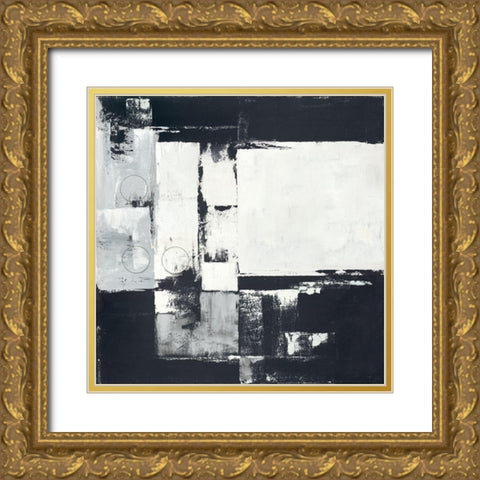 Circles on Black-White I Gold Ornate Wood Framed Art Print with Double Matting by Sedalia, David