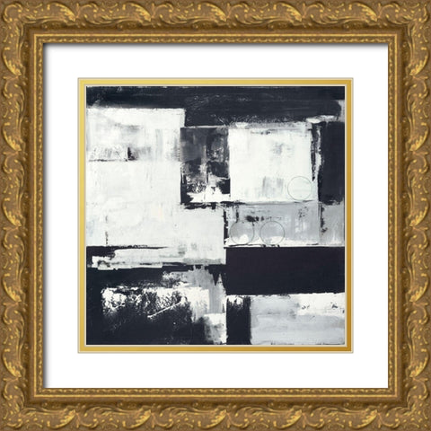Circles on Black-White II Gold Ornate Wood Framed Art Print with Double Matting by Sedalia, David