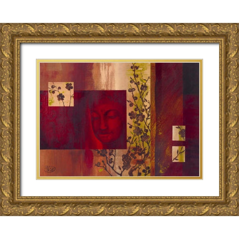 Buddha III Gold Ornate Wood Framed Art Print with Double Matting by Verbeek-Van Den Broek