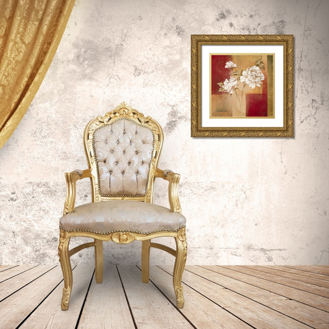 Shimmering Bloom Gold Ornate Wood Framed Art Print with Double Matting by Verbeek-Van Den Broek
