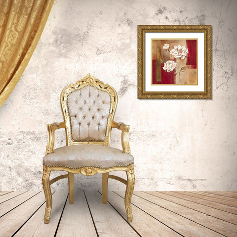 Shimmering Blossom Gold Ornate Wood Framed Art Print with Double Matting by Verbeek-Van Den Broek