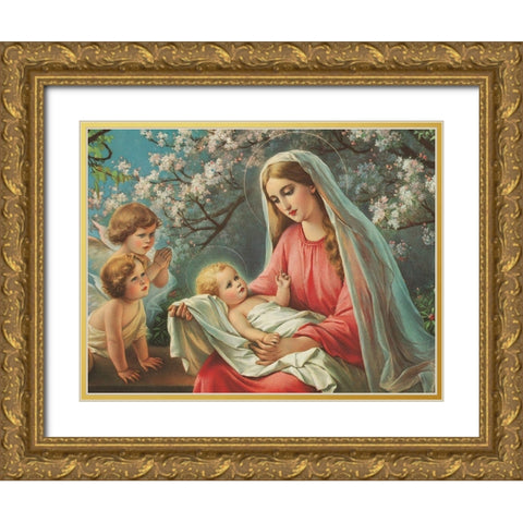 BLÃœTEN-MADONNA Gold Ornate Wood Framed Art Print with Double Matting by Anonymous