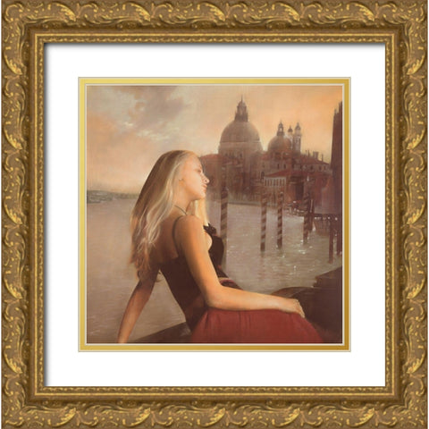GIADA IN UN TRAMONTO VENEZIANO Gold Ornate Wood Framed Art Print with Double Matting by Sgarbossa, Antonio