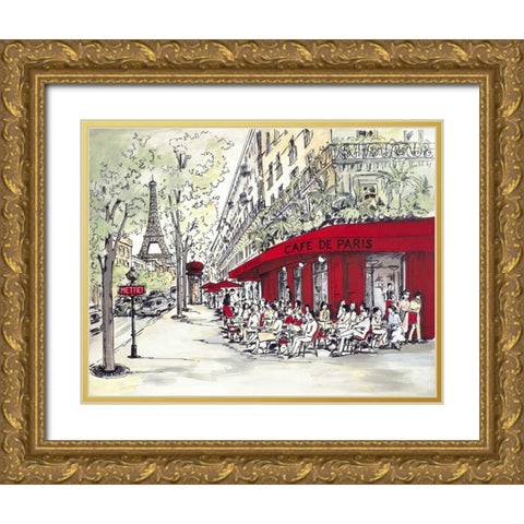 Cafe De Paris Gold Ornate Wood Framed Art Print with Double Matting by Marceau, Chloe