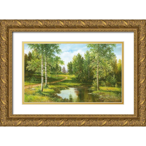 NEAR NOVOSIBIRSK Gold Ornate Wood Framed Art Print with Double Matting by Osipova, Svetlana
