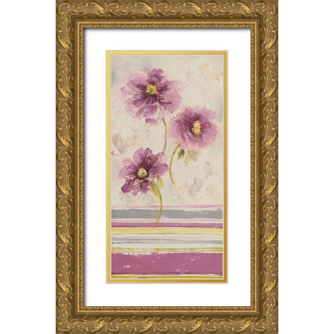Floral WITH STRIPES II Gold Ornate Wood Framed Art Print with Double Matting by Disegni