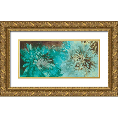 TURQUOISE BLOOM Gold Ornate Wood Framed Art Print with Double Matting by Ganz, Michael