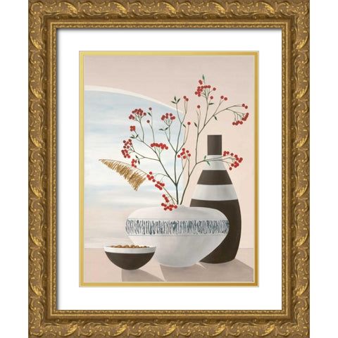 Rowan Berries II Gold Ornate Wood Framed Art Print with Double Matting by Sedalia, David