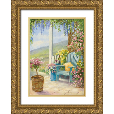 Veranda II Gold Ornate Wood Framed Art Print with Double Matting by Erwin, Eric