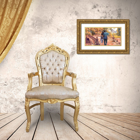 Manhattan Love Gold Ornate Wood Framed Art Print with Double Matting by Tarin, Michael