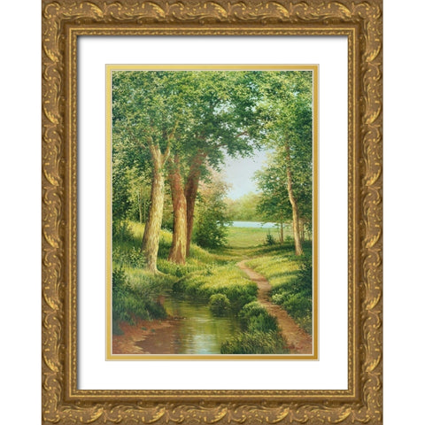 THE GREEN MAY Gold Ornate Wood Framed Art Print with Double Matting by Osipova, Svetlana