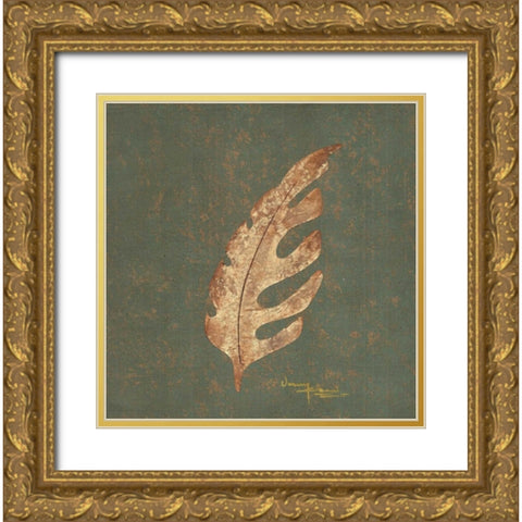 Tree Leaf II Gold Ornate Wood Framed Art Print with Double Matting by Kikani, Umang