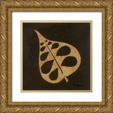 Exotic Leaf II Gold Ornate Wood Framed Art Print with Double Matting by Kikani, Umang