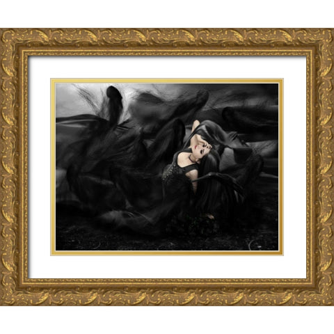 Darkness Gold Ornate Wood Framed Art Print with Double Matting by Babette