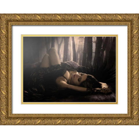 Muriel Gold Ornate Wood Framed Art Print with Double Matting by Babette