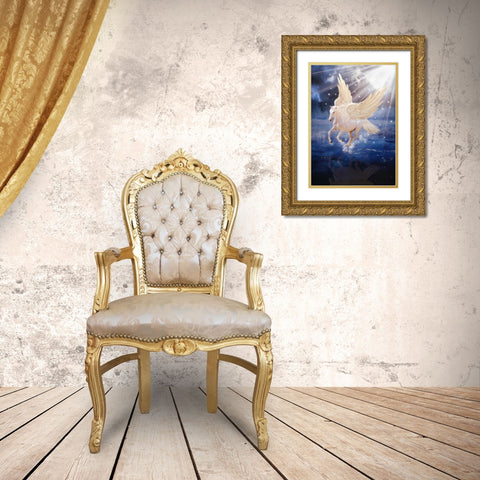 Pegasus Gold Ornate Wood Framed Art Print with Double Matting by Babette