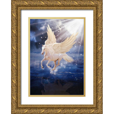 Pegasus Gold Ornate Wood Framed Art Print with Double Matting by Babette