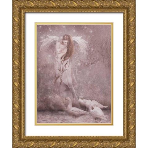 Caring Gold Ornate Wood Framed Art Print with Double Matting by Babette