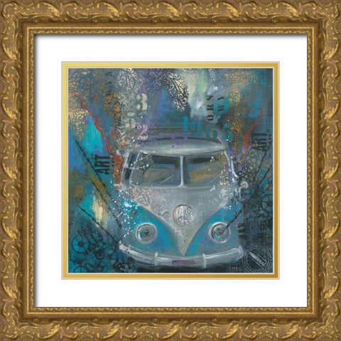 BLUE BULLY Gold Ornate Wood Framed Art Print with Double Matting by Mizo