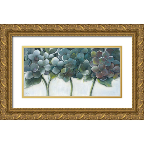 BLUE HYDRANGEAS Gold Ornate Wood Framed Art Print with Double Matting by Withaar, Rian