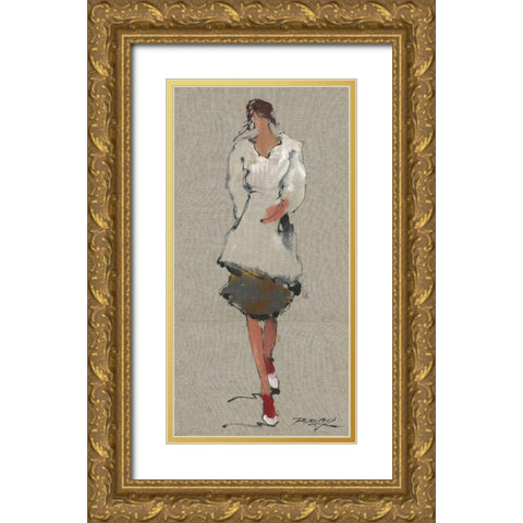 BERNICE Gold Ornate Wood Framed Art Print with Double Matting by Shenli
