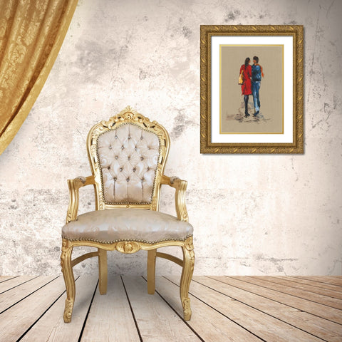 CITY WALK Gold Ornate Wood Framed Art Print with Double Matting by Shenli