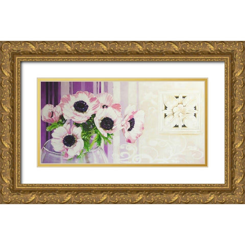 PRETTY FLOWERS II Gold Ornate Wood Framed Art Print with Double Matting by Warminski