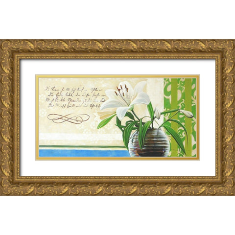 Floral GREETINGS II Gold Ornate Wood Framed Art Print with Double Matting by Warminski