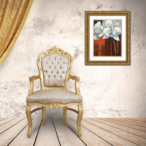 WHITE ORCHID I Gold Ornate Wood Framed Art Print with Double Matting by Withaar, Rian