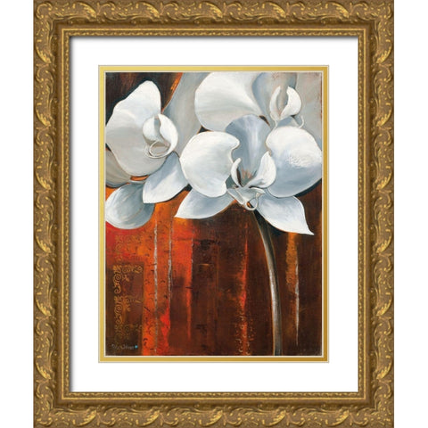 WHITE ORCHID I Gold Ornate Wood Framed Art Print with Double Matting by Withaar, Rian