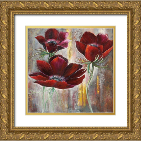FLOWER DANCE Gold Ornate Wood Framed Art Print with Double Matting by Withaar, Rian