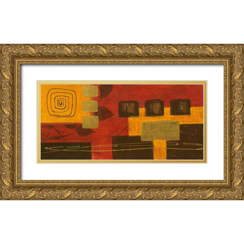 Spiral Cube Gold Ornate Wood Framed Art Print with Double Matting by Kikani, Umang
