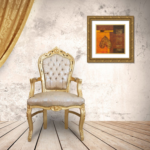 Leaflets I Gold Ornate Wood Framed Art Print with Double Matting by Kikani, Umang