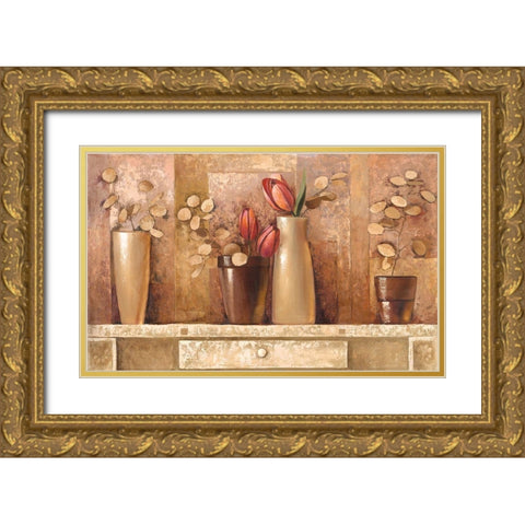 COMP GARDENERS CORNER Gold Ornate Wood Framed Art Print with Double Matting by Babichev