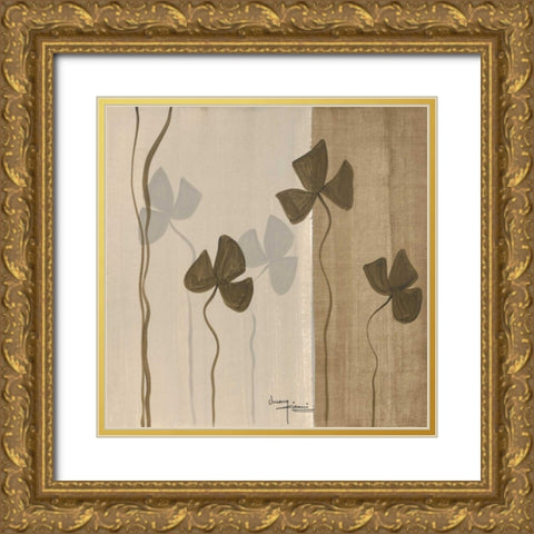 Dancing Leaves I Gold Ornate Wood Framed Art Print with Double Matting by Kikani, Umang
