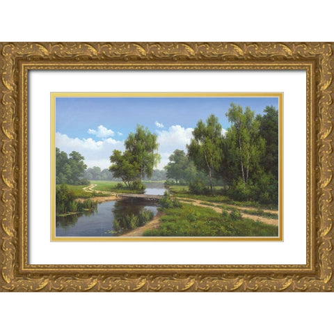 Path over water Gold Ornate Wood Framed Art Print with Double Matting by Babichev