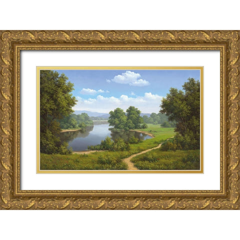 Calming view Gold Ornate Wood Framed Art Print with Double Matting by Babichev