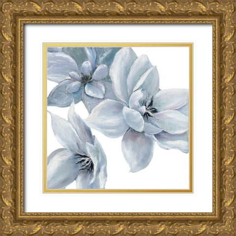 BLUE SATIN I Gold Ornate Wood Framed Art Print with Double Matting by Withaar, Rian