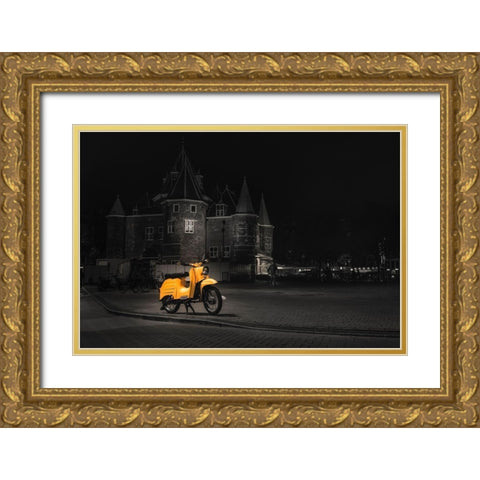 SCOOTER Gold Ornate Wood Framed Art Print with Double Matting by Kostka, Vladimir