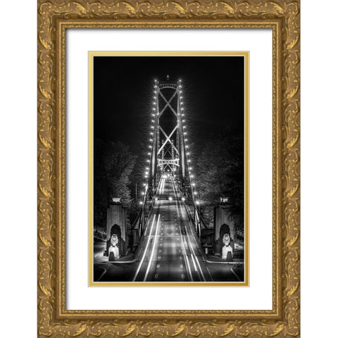 Liongate Bridge Gold Ornate Wood Framed Art Print with Double Matting by Kostka, Vladimir