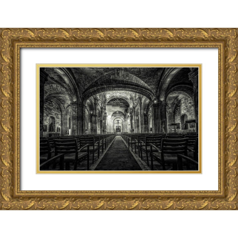 Church in Cuba Gold Ornate Wood Framed Art Print with Double Matting by Kostka, Vladimir